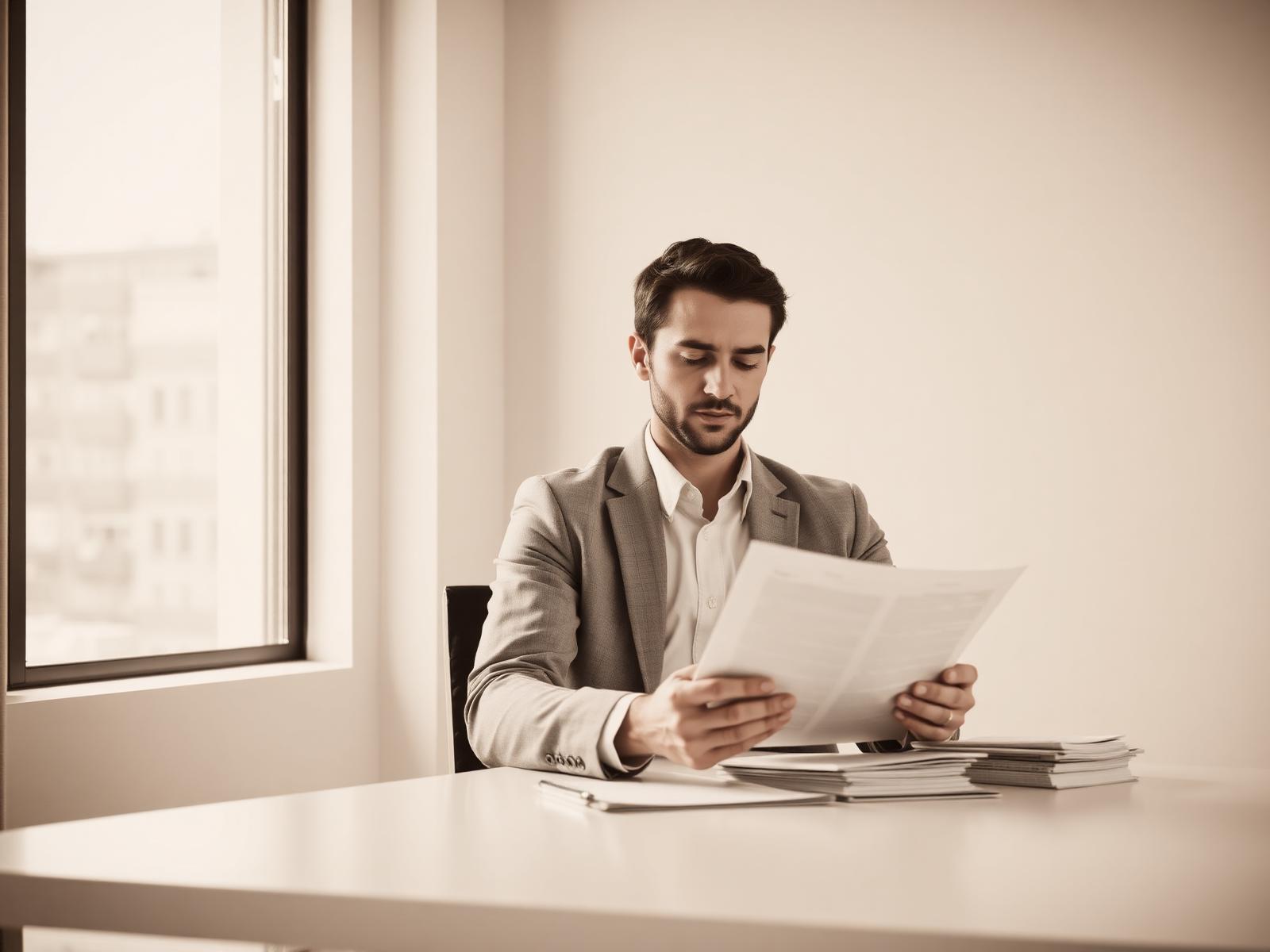 Business professional reviewing financing documents